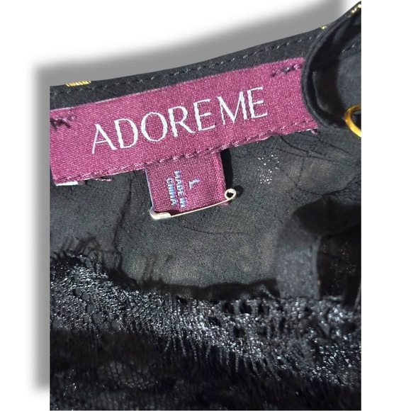 Adore Me Black Lace Cami w/ Gold Accents Adjustable Straps Black Lace Loose Fit - Picture 8 of 16